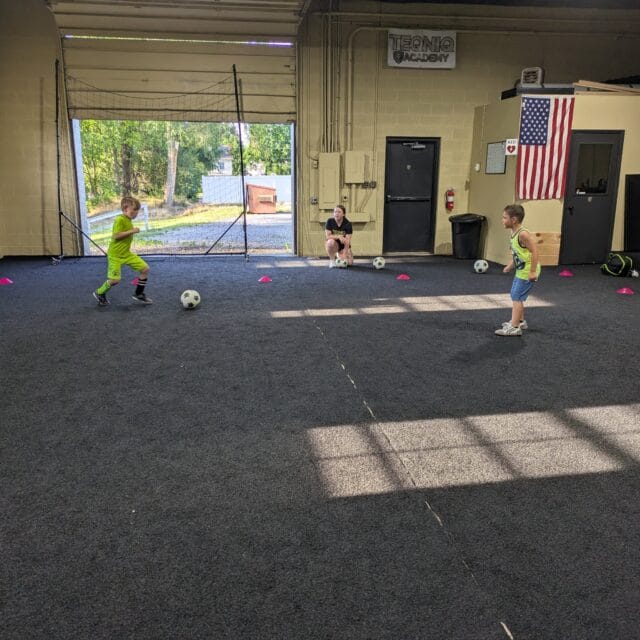 Tonight's Junior Academy session featured two hard working 6 year olds focused on improving their craft.

Our Monday evening classes are led by one of our new coaches this summer, Morgan French.  Coach Morgan joins us from Waynesboro Middle where she is the Head Girls Coach.

Prior to joining us and coaching at WAMS, Morgan lived in Portland, Oregon where she coached under USYNT Coach, Rochelle Hearns.  She played collegiately at Point Park University in Pittsburgh, a D2 program.

Coach Morgan also runs 1 on 1 sessions on Wednesdays for any age group.